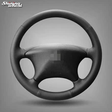 BANNIS Preto Couro Genuíno Tampa Da Roda de Direcção Do Carro para Citroen Picasso C5 2004-2005