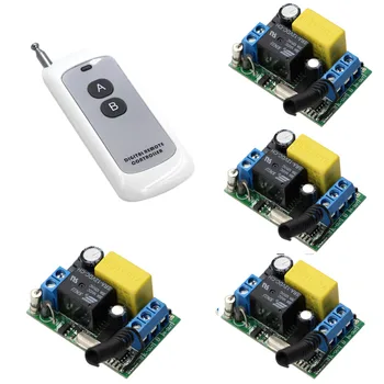 

New Item AC 220V RF Wireless Remote Control Light Switch A B Key Transmitter with 4piece Receivers Board for Lamps & Water Pump