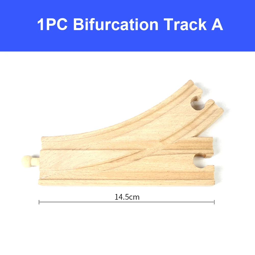 Деревянные железнодорожные дорожки, аксессуары из бука, железнодорожные части, совместимые с Thomas Biro, все бренды, игрушки для поездов, гоночные дорожки - Цвет: 1pc bifurcation A