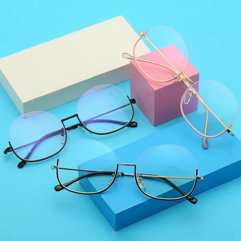 New style of 2019, myopic glasses, super personality, lower half frame, decorative glasses, metal, glasses, kick-off New style of 2019, myopic glasses, super personality, lower half frame, decorative glasses, metal, glasses, kick-off