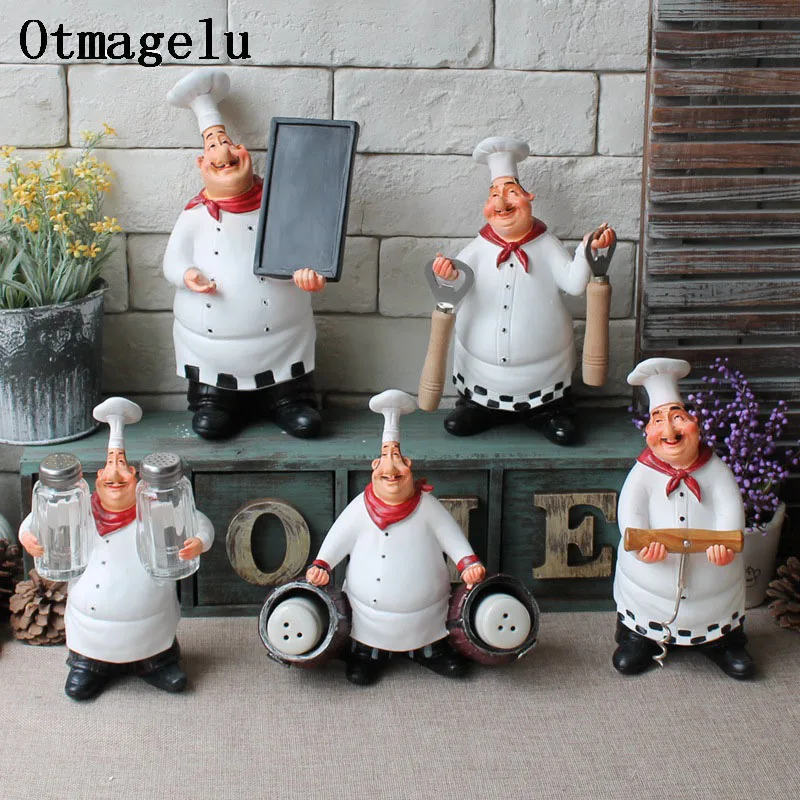 Artificial Chef Kitchen Decoration Figurines Miniatures Resin Ornament Vintage Home Decor Accessories For Restaurant Bar Shop6