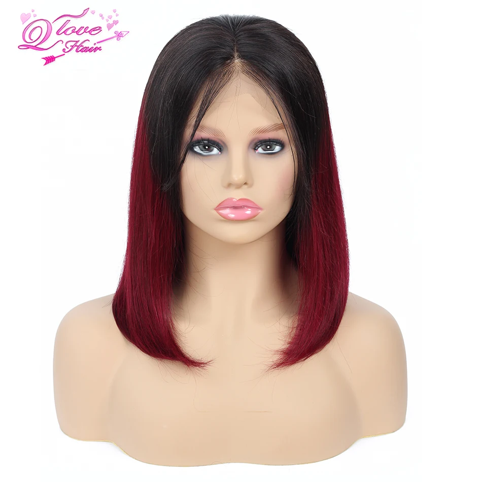 Парик Queen Love Hair монгольский Короткий прямой парик из 100% человеческих волос 1B 99J #27