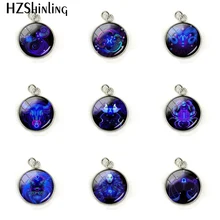 12 símbolo del zodiaco Leo Virgo joyería encanto cristal cabujón signo del zodiaco redondo Acero inoxidable plateado colgante accesorios regalo(China)
