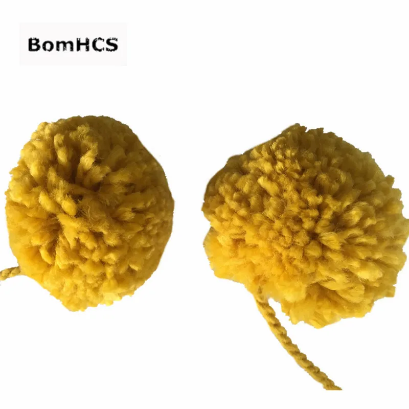 BomHCS милые Для женщин толстый кабель многоцветный ручной вязать шапочки уха Муфта теплая шапка с мягкими помпонами