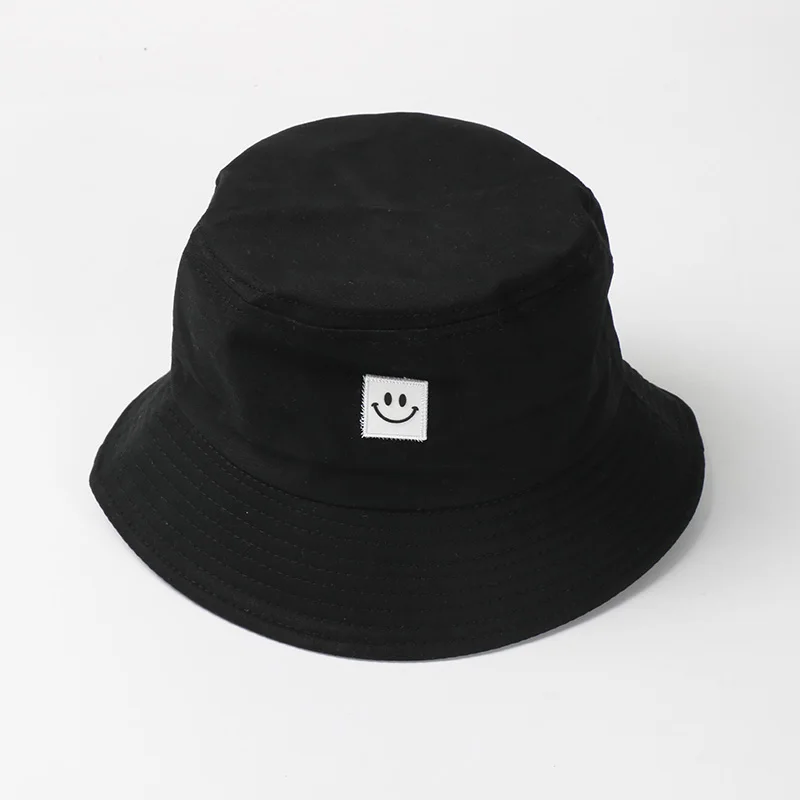 Для мужчин Для женщин смайлик ведро шляпа хлопковая одежда с принтом в стиле «хип-хоп» Рыбацкая шляпа, Панама для защиты от солнца летом Открытый Уличный Повседневное козырек Кепка с покрывалом - Цвет: Smiley black