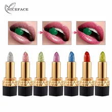 Nicefae Алмазная Желейная губная помада длительное изменение температуры цветная Помада карандаш 7 цветов телесный макияж mositure бальзам для губ AE053