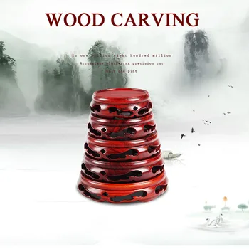 

6-10cm Dia Carving Hollow Red Sandalwood Round Base For Flower Vase Teaware Tray