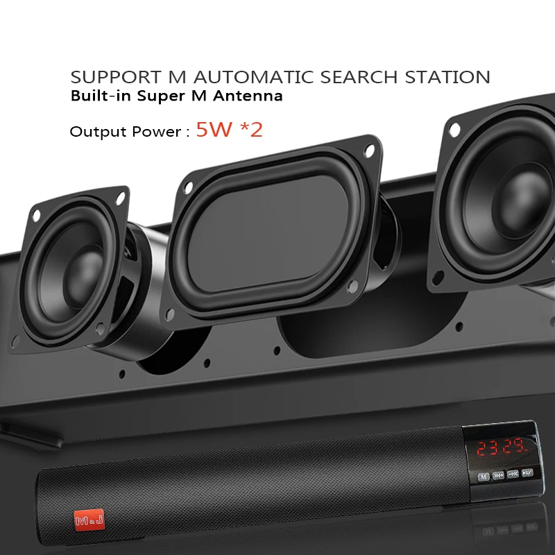 Беспроводная bluetooth Колонка M & J 10 Вт поддержка TF карты FM USB AUX|Саундбары| |
