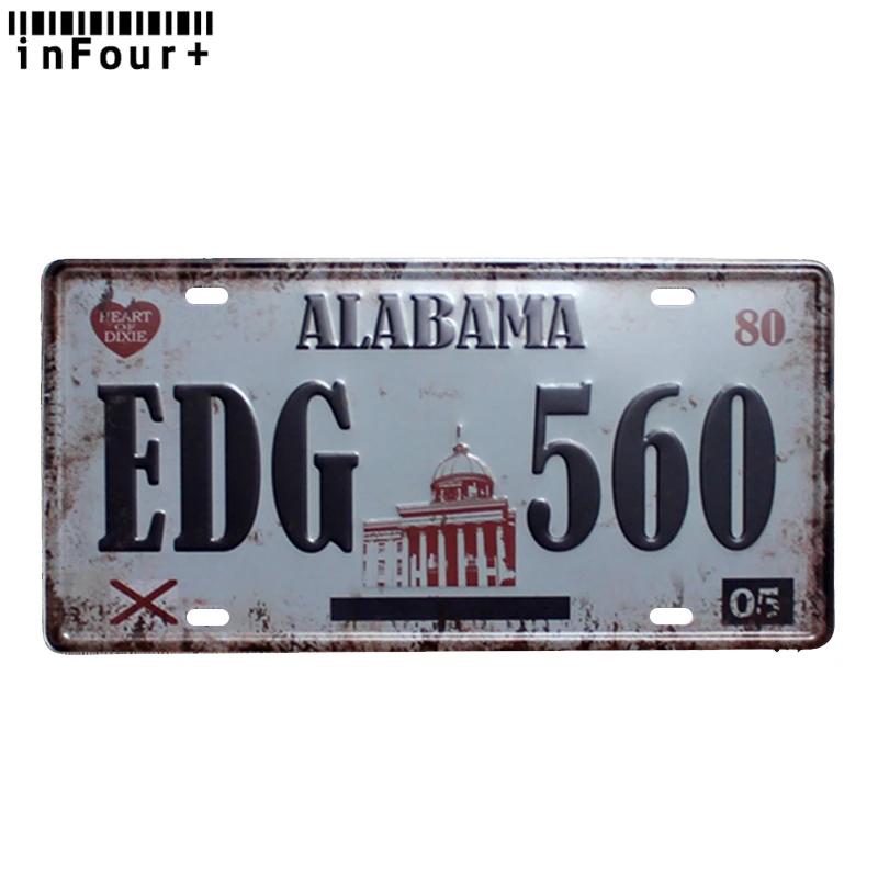 Alabama EDG560 металлический Автомобильный Номерной Знак Винтажный для домашнего декора металлическая жестяная вывеска для бара, кафе, настеная декоративные металлические знак классная металлическая доска