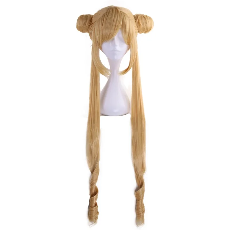 Парик Sailor Moon Tsukino Usagi длинный волнистый блонд двойные хвостики Синтетический