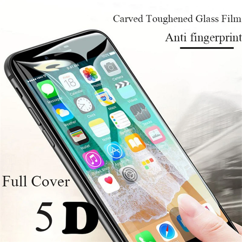 

Protective Glass On the For iPhone 6 6S Plus Tempered Screen Protector 5D Curved Edge Glass For iPhone 8 7 Plus X Film