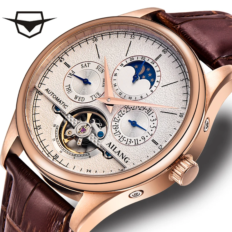 

AILANG Brand Men Watches Automatic Mechanical Watch Tourbillon Sport Clock Leather Casual Business Retro Wristwatch Relojes 2019