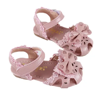 

COZULMA Girls Princess Lace Bowtie Beach Sandals Kids Fashion Cut-outs Sandals Shoes Children Baby Soft Sole Summer Shoes 21-25