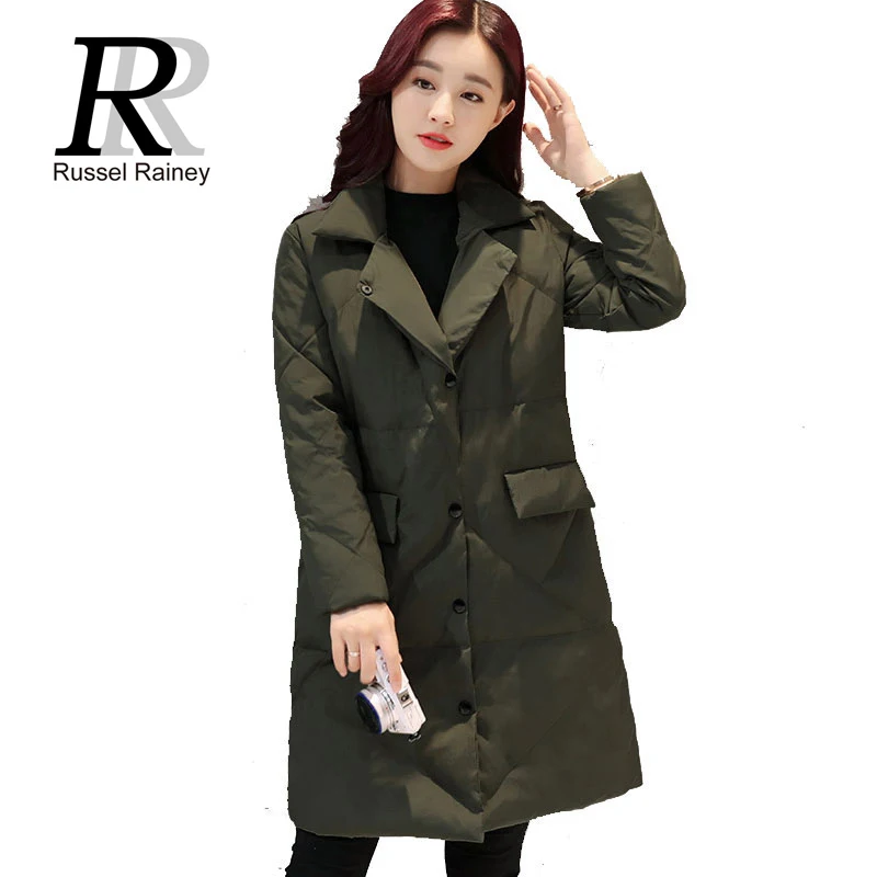 RR Fashion Women Winter Medium-Long Coats Outerwears New Arrival Solid Slim Thin Parkas Lady Down Cotton-padded Jackets Coats