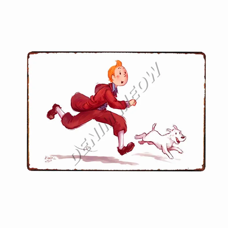 Tintin Catoon Movie Tin Sign Metal Plate Vintage Wall Art Poster Iron Painting Bar Coffee Kids Room Wall Craft Home Decor WY66 - Цвет: 16