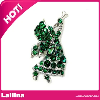 

Angel Pin Brooch Gorgeous Emerald Color Green Crystal Small Lapel
