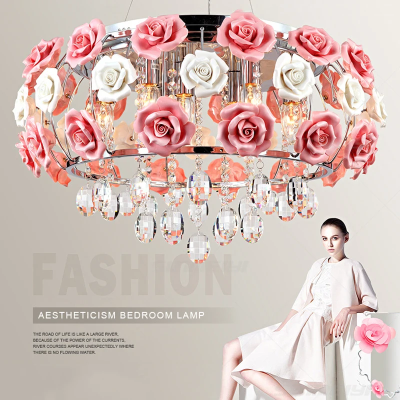 

New Arrival LED Crystal Ceiling Lights lustres de sala Beautiful Rose Style For Bedroom Dining Room Free shipping