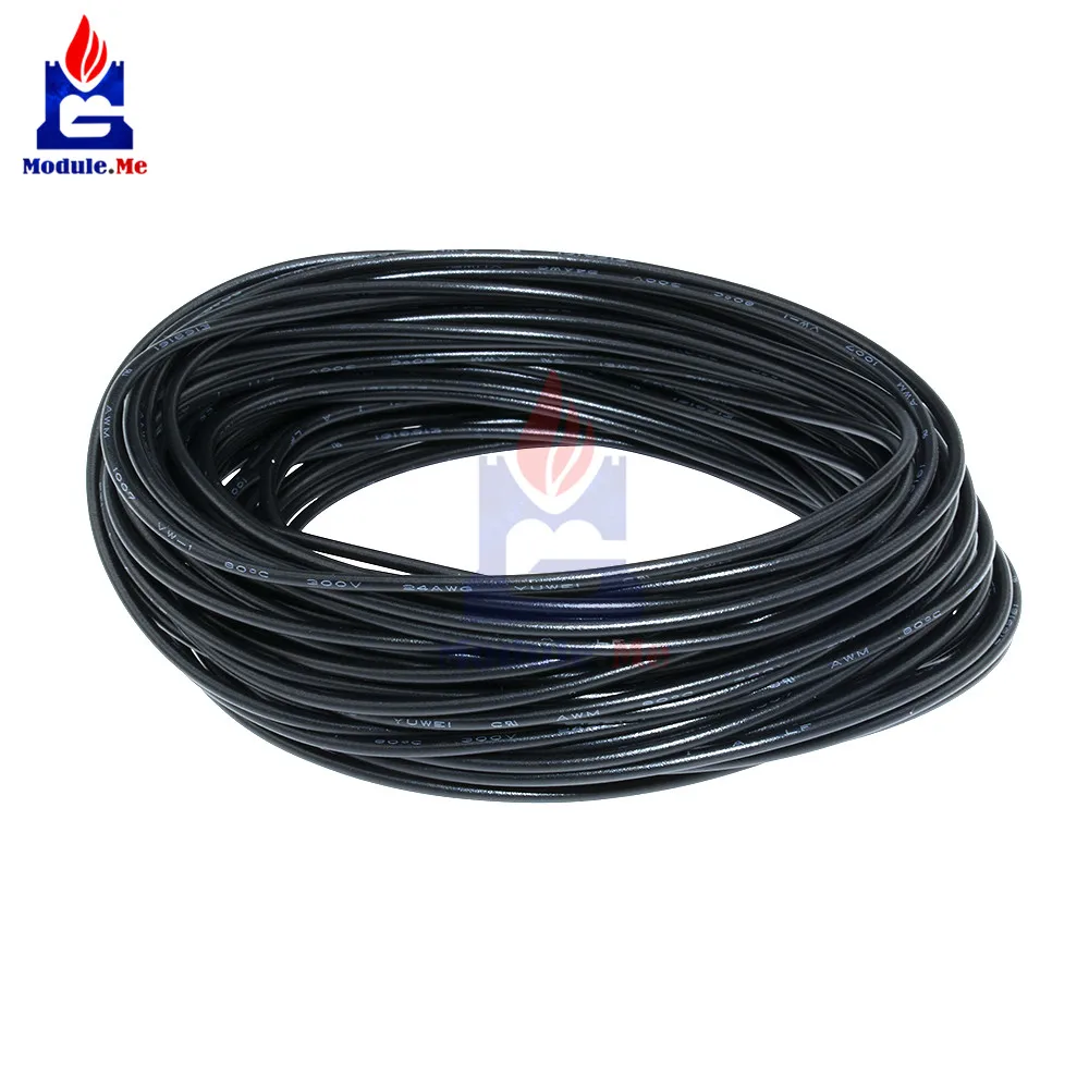 

Flexible Stranded of UL-1007 24 AWG Wire Cable Black 10M 300V