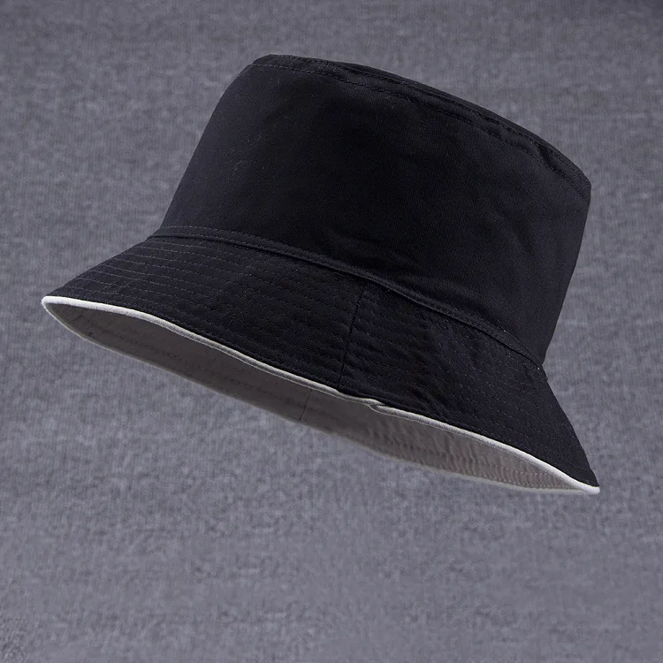 

Male Summer Two Sides Wear Fisherman Hat Woman Outdoors Sun Hat Men 100% Cotton Plain Bucket Hats 9 Colors