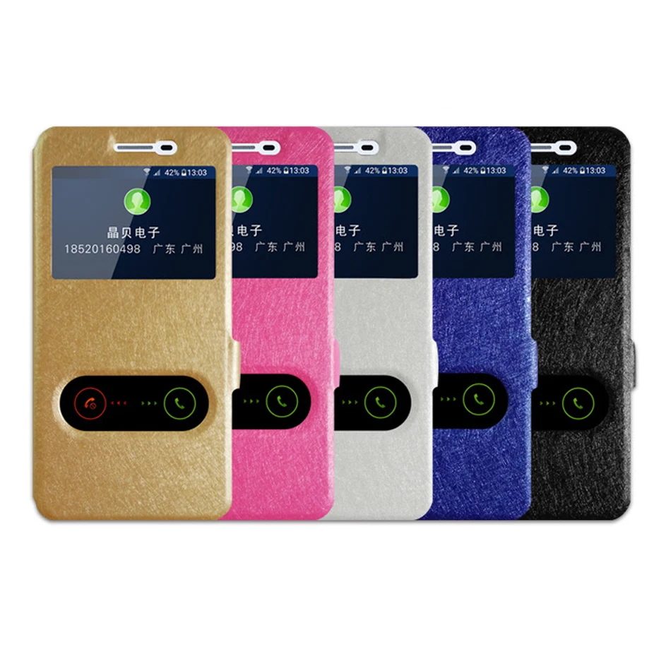 

For Lenovo K6 Note Case Luxury Quick Answer View Window Flip Silk PU Leather Case For Lenovo K6Note 5.5 inch Phone Cases