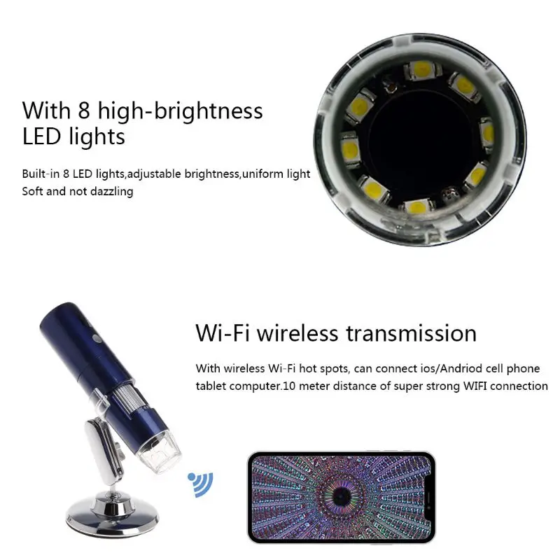  HD 1080P WiFi Microscope 1000X Magnifier for Android iOS iPhone iPad Windows MAC