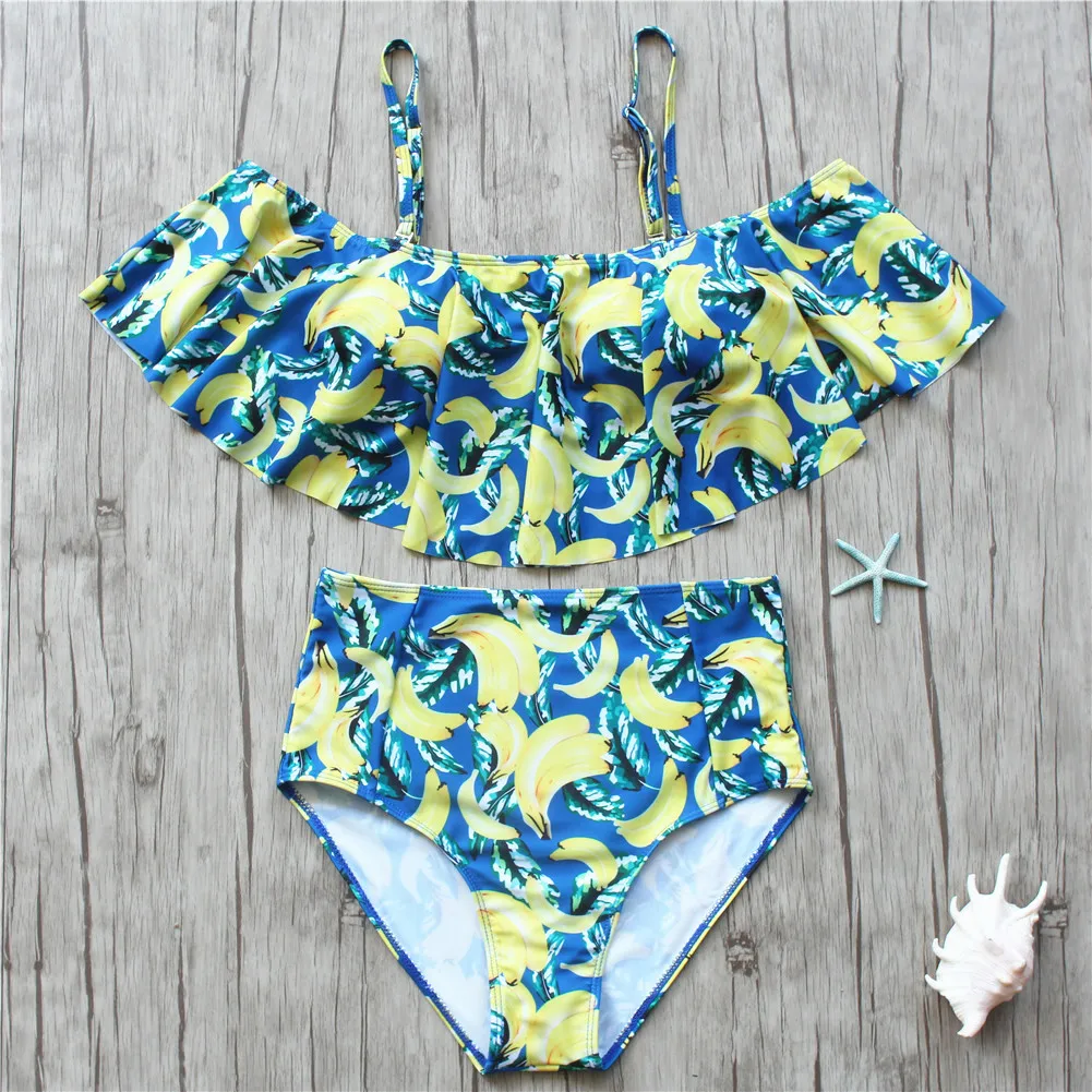 

2018 Sexy Bikini Swimwear Women Swimsuit High Waisted Bathing Suit Ruffle Biquini Two Piece Tankini Plus Size Swimwear Beachwear