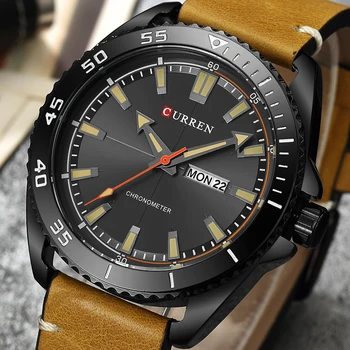 

New CURREN Sport Quartz Watch Waterproof Mens Watches Top Brand Luxury Genuine Leather Date Week Clock relogio masculino
