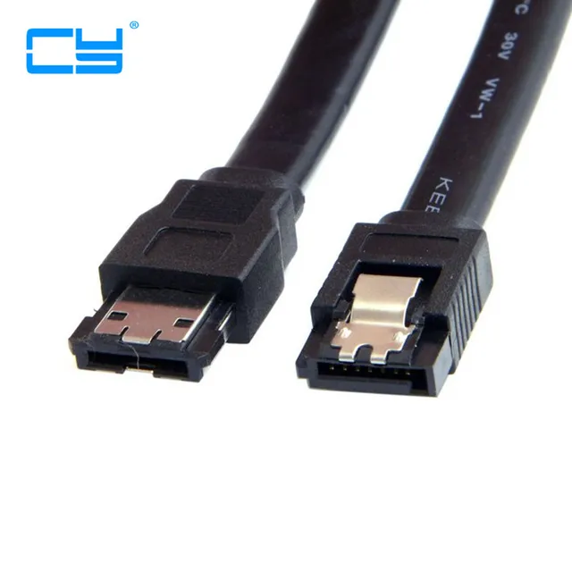 Cable de disco duro externo 3Gbps negro eSATA II a SATA 7-p, blindado, 0,5 m, 1M, 3 pies Cable de disco duro externo 3Gbps negro eSATA II a SATA 7-p, blindado, 0,5 m, 1M, 3 pies
