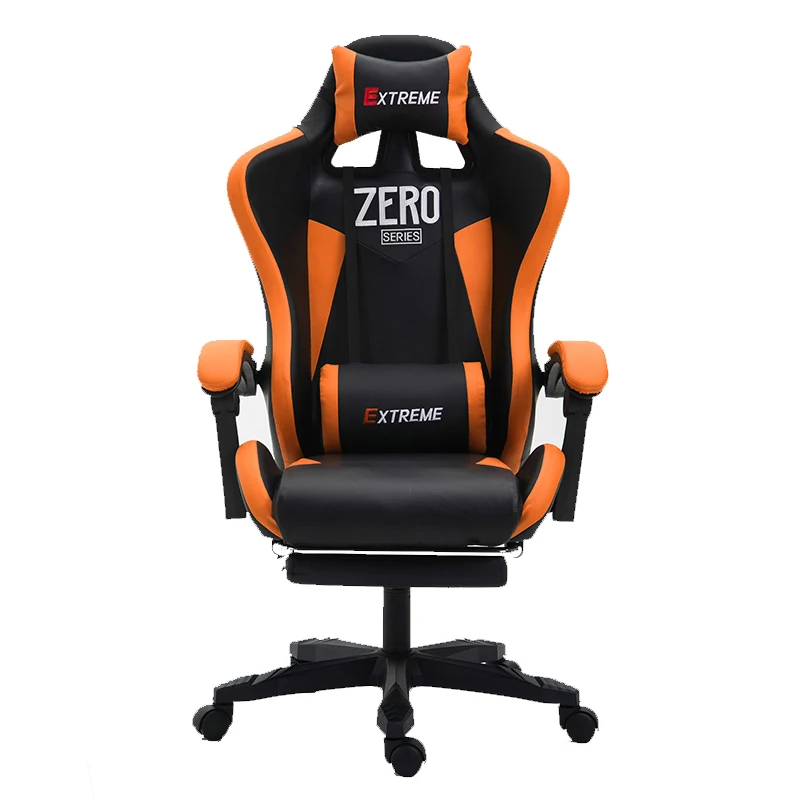 Высококачественный стул WCG, сетчатый компьютерный стул, ажурное офисное кресло, кресло для лежа и подъема, кресло для персонала с подставкой для ног - Цвет: orange with footrest