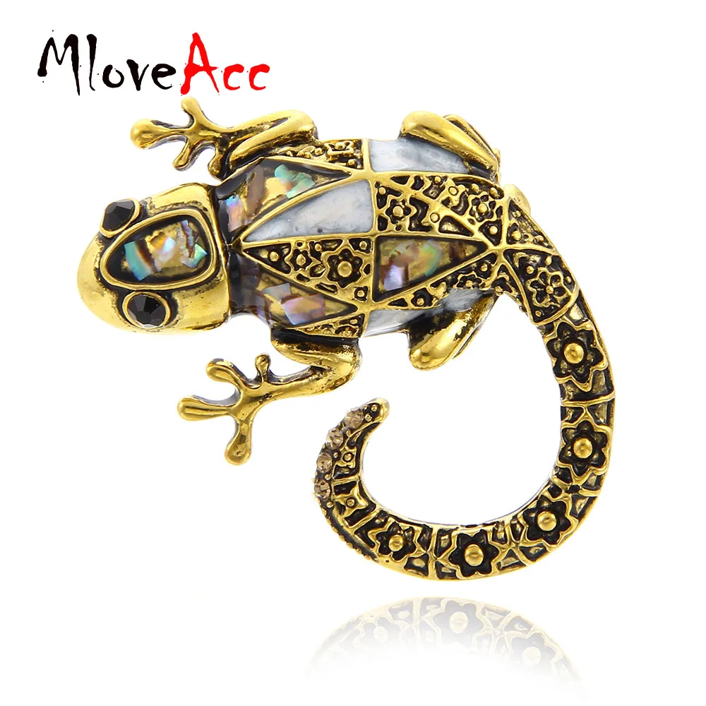 

MloveAcc Vintage Vivid Lizard Brooch Abalone Shell Animal Brooches for Scarf Sweater Corsage Jewelry Pins Kids Men Women Gifts