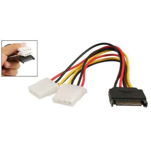 

MYLB Black Sata 15 Pin Male to Female 4 Pin IDE Adapter Power Cable Cord