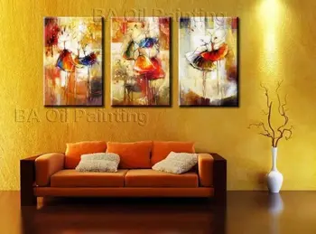 

Cuadros Decoracion 3 panels Ballet Dancers Oil Painting On Canvas Abstract Wall Art Home Decoration Villa Hotel,the Sitting Room