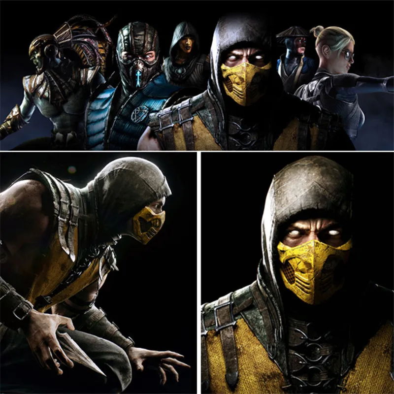 Игра Takerlama для Mortal Kombat X Маска Косплей Скорпион Хэллоуин Взрослые Половина маска для лица Вечерние Маски