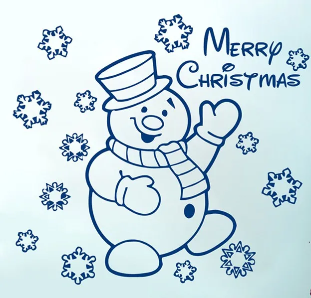 

Wall Stickers Merry Christmas snowflake snowman applique kids baby decor decals vinyl wall stickers Art Mural Home F-45