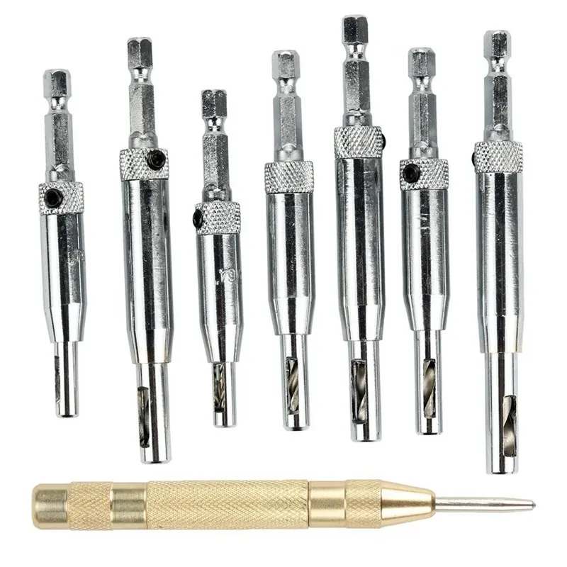 Center drill bit, Doors Self Centering Hinge Taher Woodworking Tools + Automatic Spring Loaded