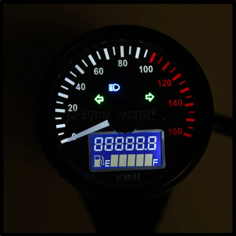 Универсальный светодиодный спидометр для мотоцикла с ЖК-дисплеем, тахометр, измеритель скорости, хромированный ретро