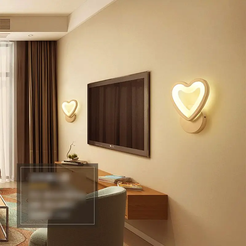 

LED Light Wall Lamp Acrylic Night Sconce 12W AC90-260V Lovely Heart Shape Indoor Bathroom Bedroom Living Room Hallway Decoration