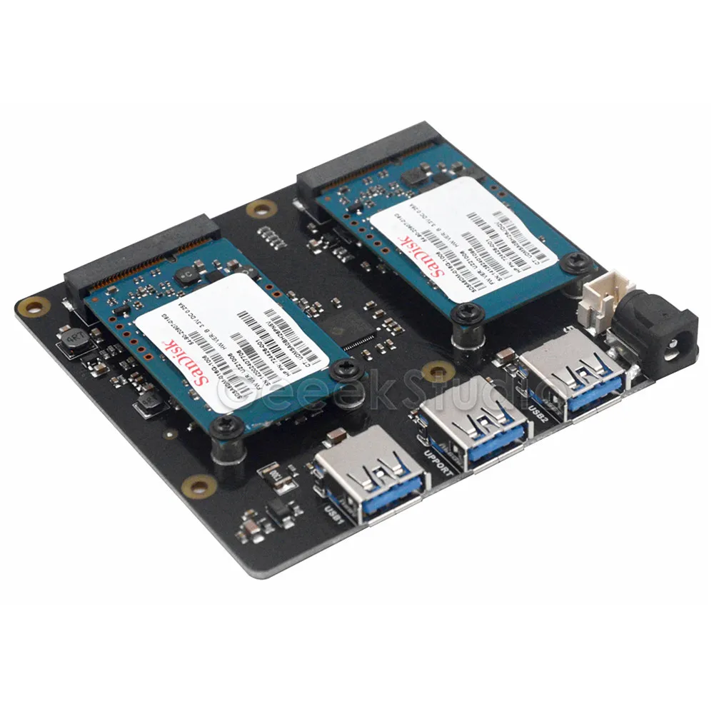  X852 Dual MSATA SSD Schild USB 3.0 Modul Expansion Board Netzteil für Raspberry Pi 1 Modell B +/2 b