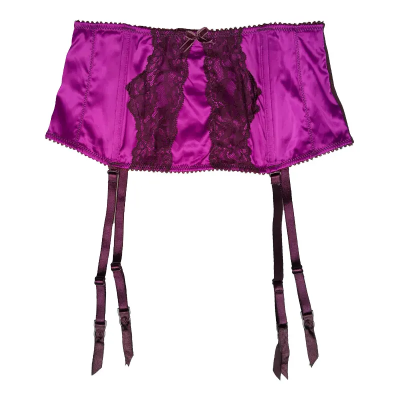 

Purple Satin Lace Garters Removable Straps Metal Buckles Women Sexy Garter Belts for Stockings Suspender Female Lingerie GA1246