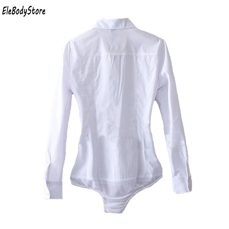 Plus Size Body Blouse Shirt 2019 Blusas Women Bodysuit Blouses Tops Casual White Blue Long Sleeve L