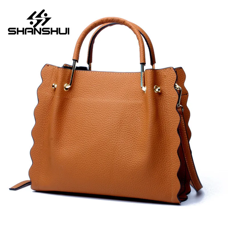 SHANSHUI Solid Genuine Leather Shoulder Bag Famous Designer Lady