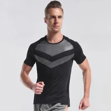 Летняя спортивная футболка Для мужчин спортивная, с коротким рукавом футболки для бега Костюмы Фитнес для тренировок и занятий в спортзале, топы Спортивная Плюс Размеры