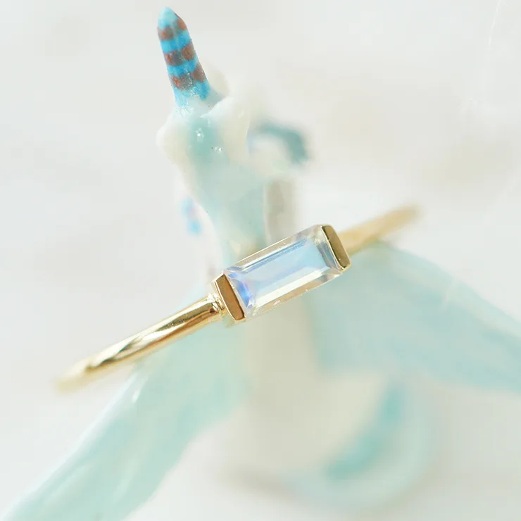 Moonstone glass geometric 925 silver ring with 18k gold plated | Украшения и аксессуары