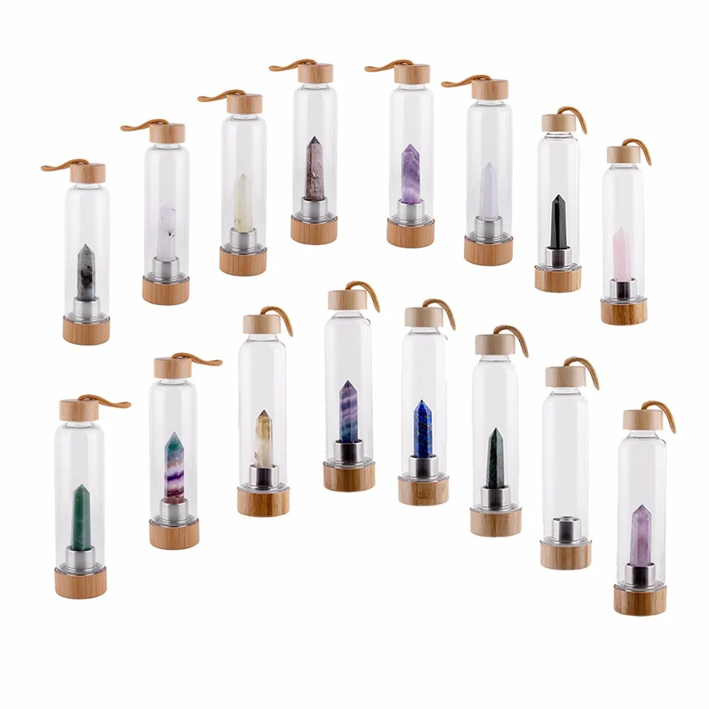 

Natural Crystal Point Healing Obelisk Wand Elixir Quartz Crystal Water Bottle Promotes natural health spiritual growth dropship