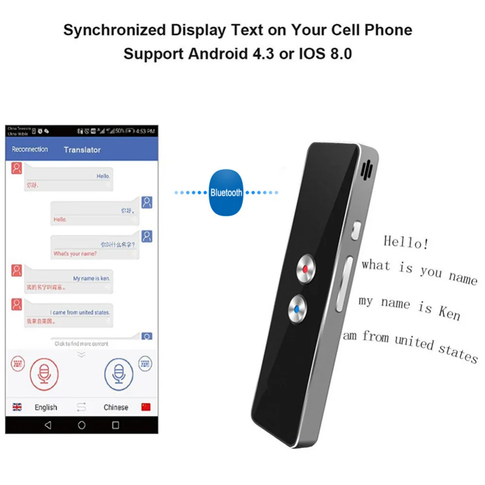 

Portable T8 Smart Voice Translator Multi-Language Instant Traductor Simultaneo Translation for Learning Travel Meeting