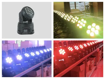 

8pcs/lot, LED Moving Head LED Wash Light 7x10W RGBW Quad 4in1 or 7x15w RGBWAUV 6in1 Washing Lights Mini dj