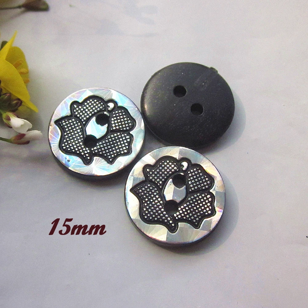 60pcs 15mm 2 Holes Rose Pattern Clothing Sewing Buttons For Sweater