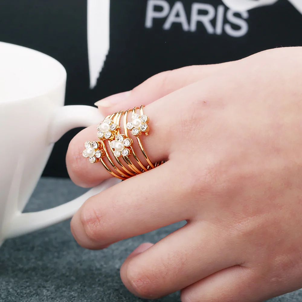 OL Shape Flower Rhinestone Pentagram Star Love Spiral Spring Finger Ring Womens Fashion Jewelry Anillos Mujer B0031 | Украшения и