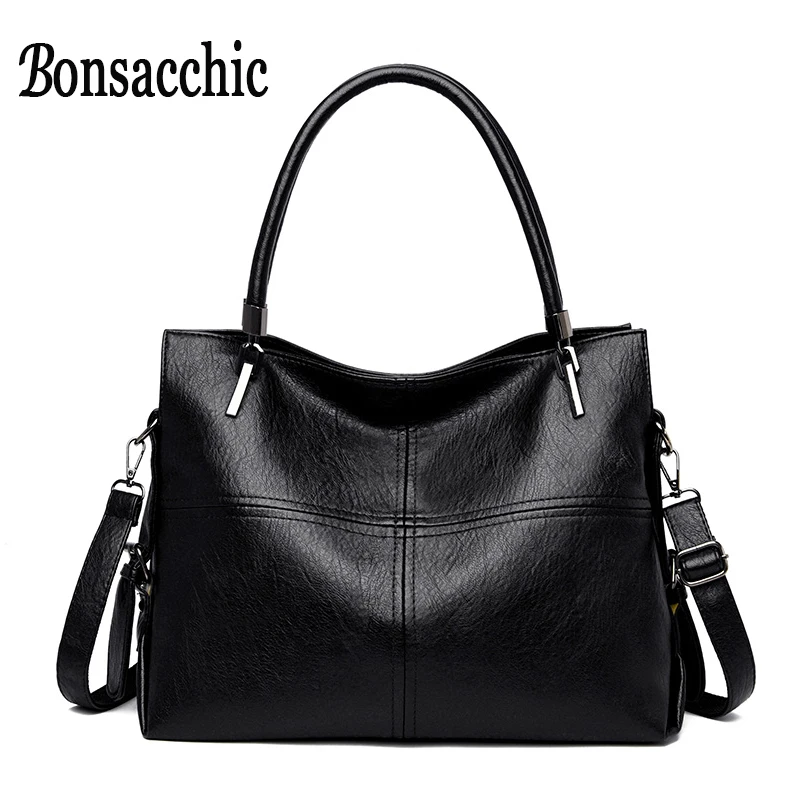 

Bonsacchic Large Ladies Hand Bag Luxury Handbags Women Black Bags Designer Patchwork Big Crossbody Tote Bags for Women 2019 Sac