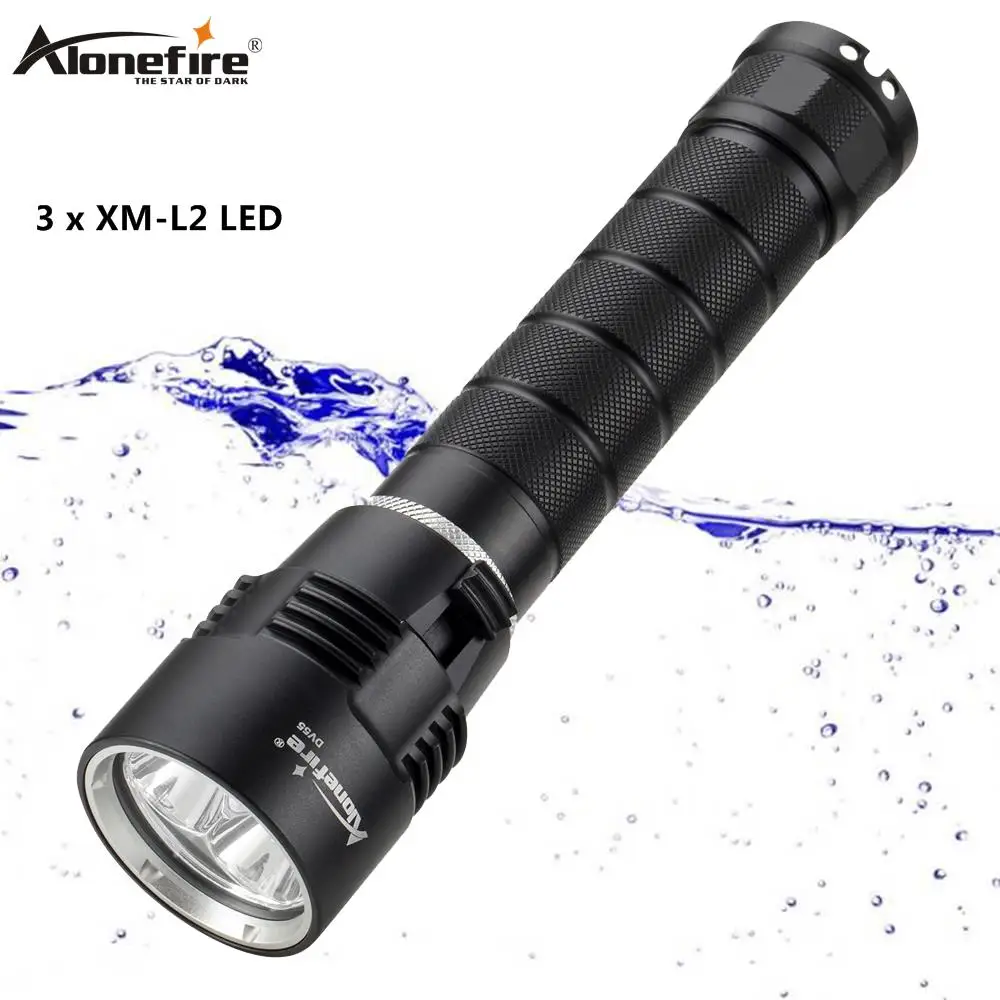 AloneFire DV55 Scuba Diving Flashlight 3 x Cree L2 LED Light Underwater